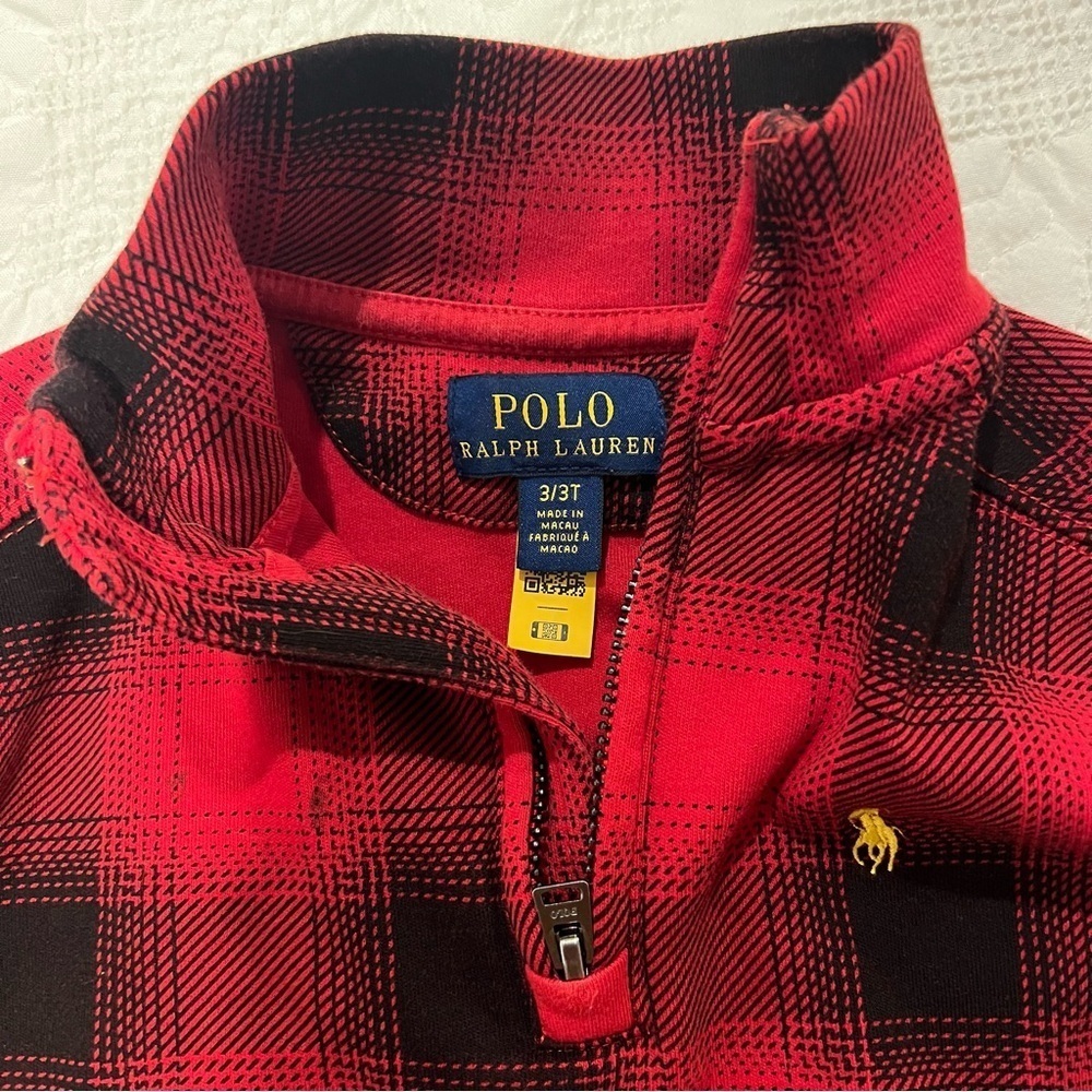 Polo by Ralph Lauren Red and Black Plaid Kids Hoodie - Picture 3 of 4